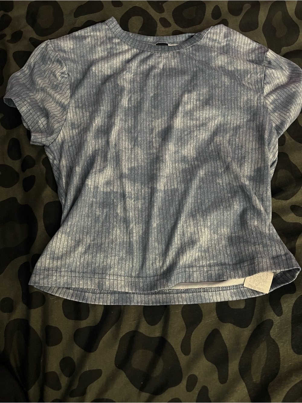 Short Sleeve Tee in Light Blue ribbed pattern